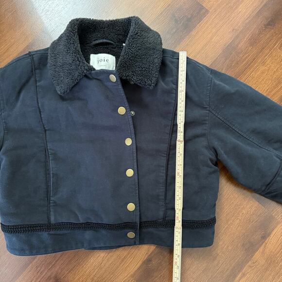 Joie Women's Lazaro Cropped Sherpa Lined Winter Coat Jacket Black Sz L - Picture 8 of 12